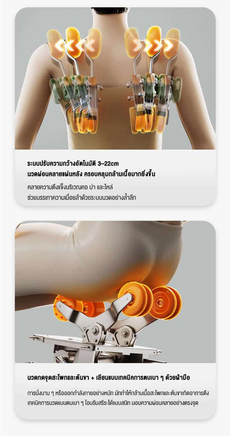 07 เก้าอี้นวดปรับความกว้างอัตโนมัติ 3 22 ซม. นวดไหล่และสะโพก