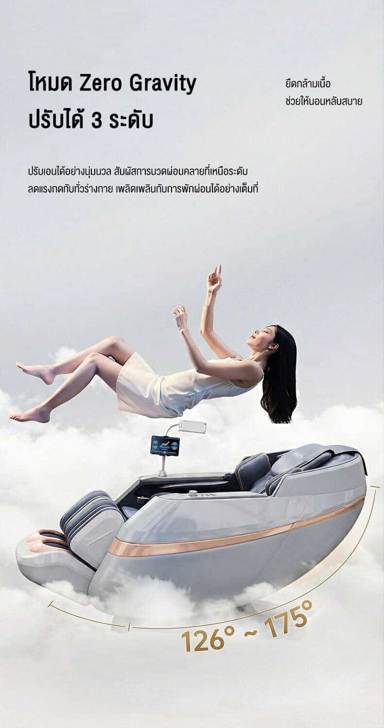 13 เก้าอี้นวดโหมด Zero Gravity ปรับได้ 3 ระดับ 126 175 องศา